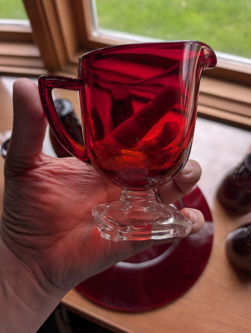 Vtg Anchor Hocking Royal Ruby Windsor Tumblers & Coronation Creamer Set - 7pc - Picture 8 of 17